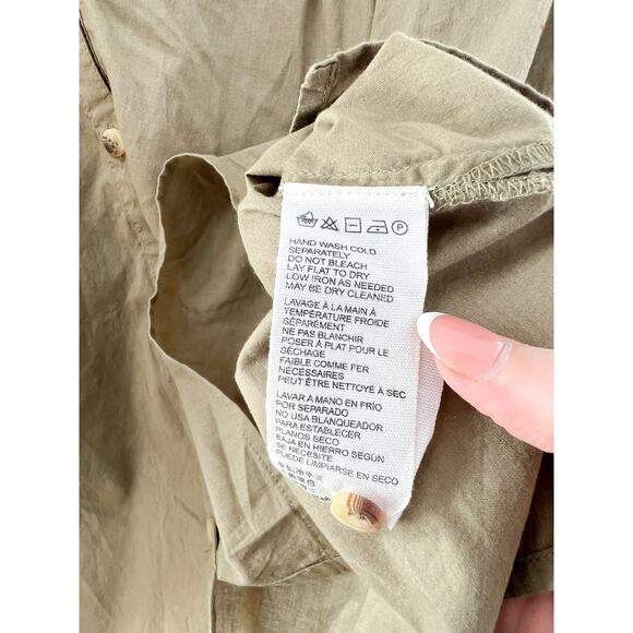 Cleobella River Blouse XL Women's Peasant Pintuck Cotton Olive Green Peasant - Picture 6 of 8